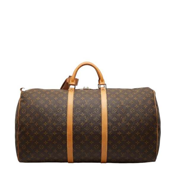 LOUIS VUITTON Brown Monogram Leather Keepall 60 Boston Bag